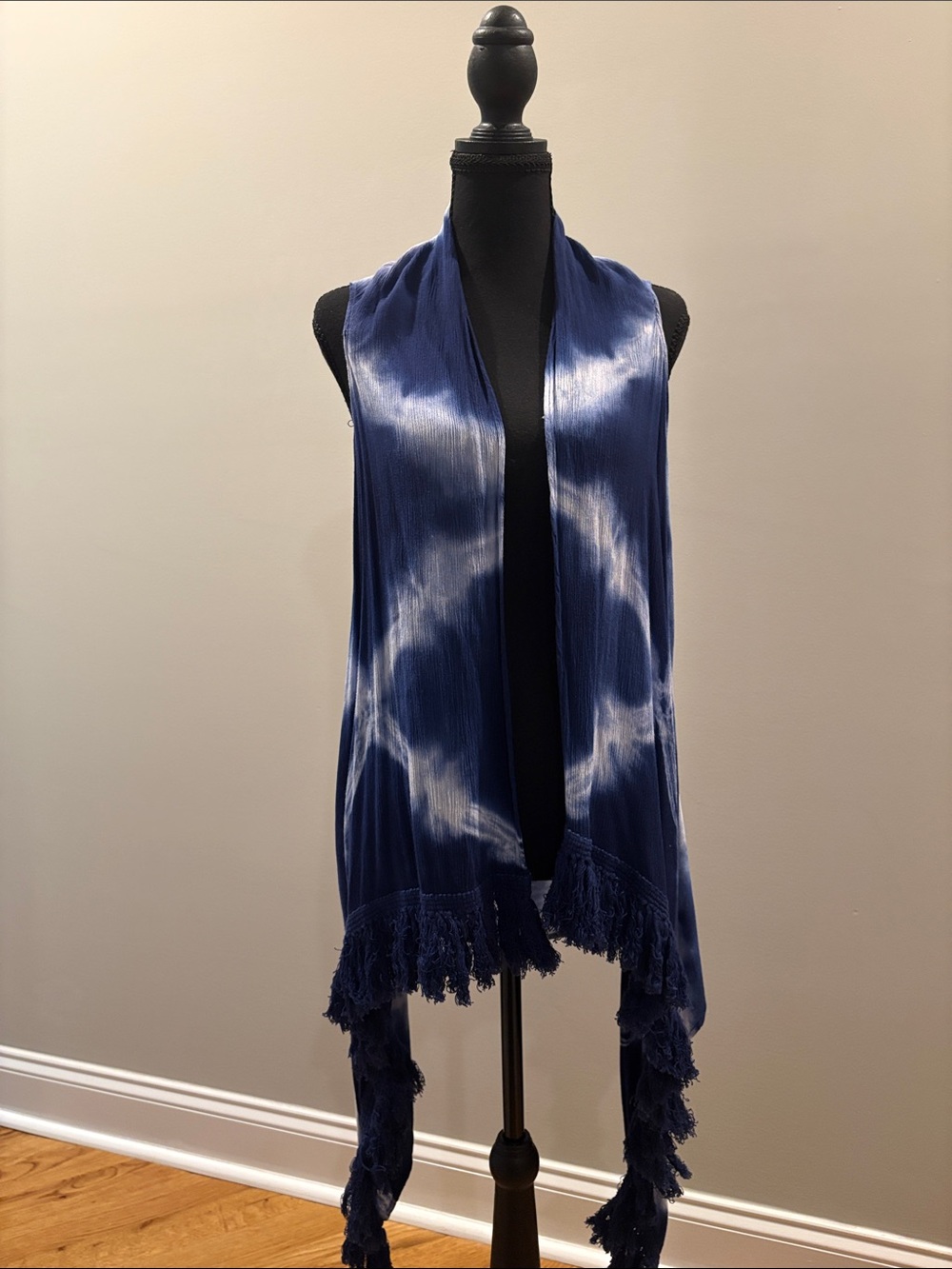 Chip & Pepper Navy and White Tie-Dye Fringe Wrap